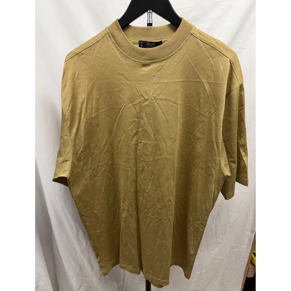 Raffi NEW Men's Crew Neck 100% Mercerized Cotton Short Sleeve‎ Tee in Acorn Sz L